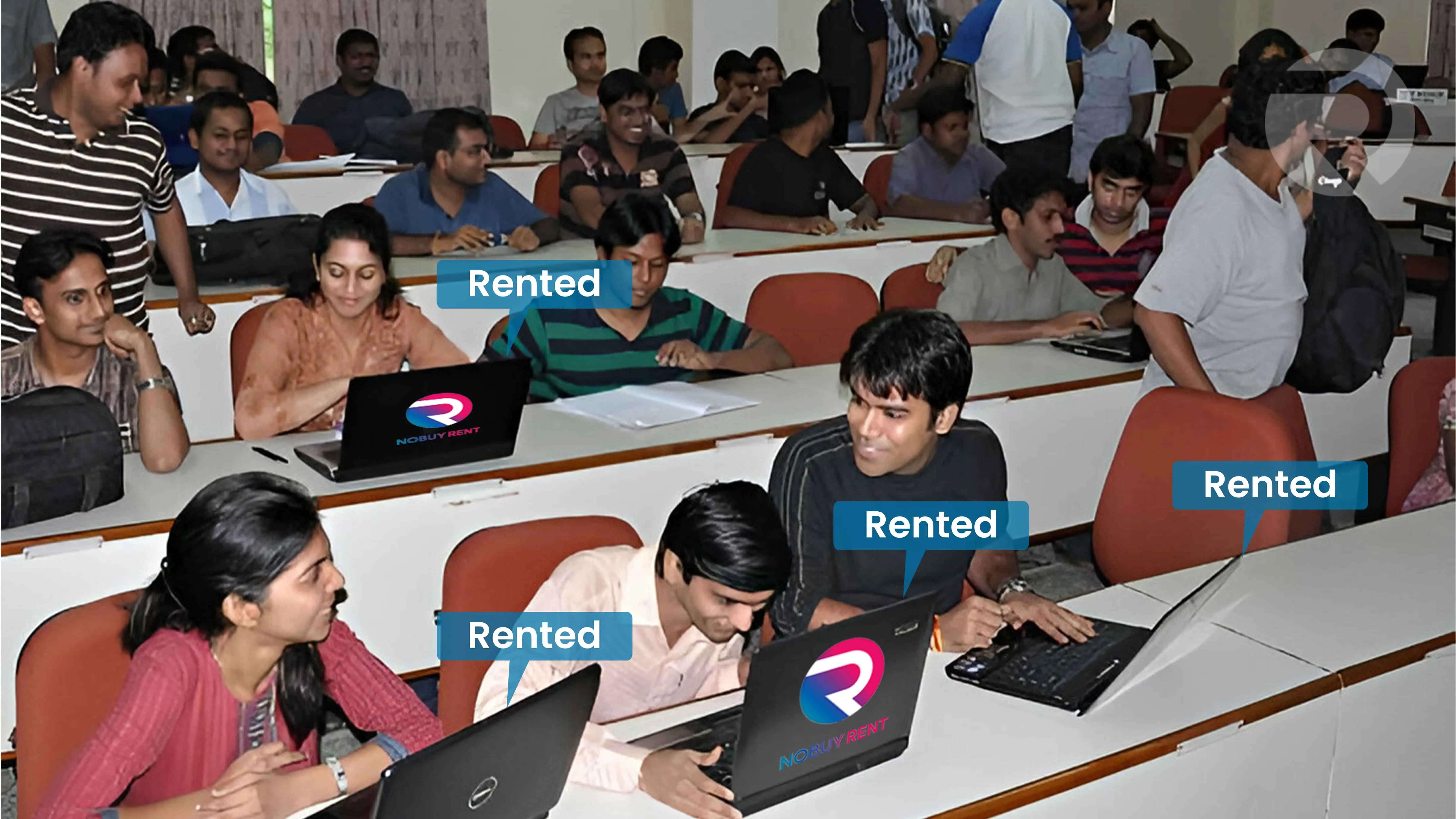 A college student using a rented laptop for classes in 2025