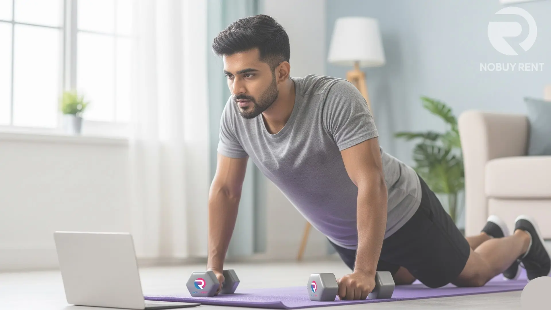 Rented dumbbells for at-home workouts